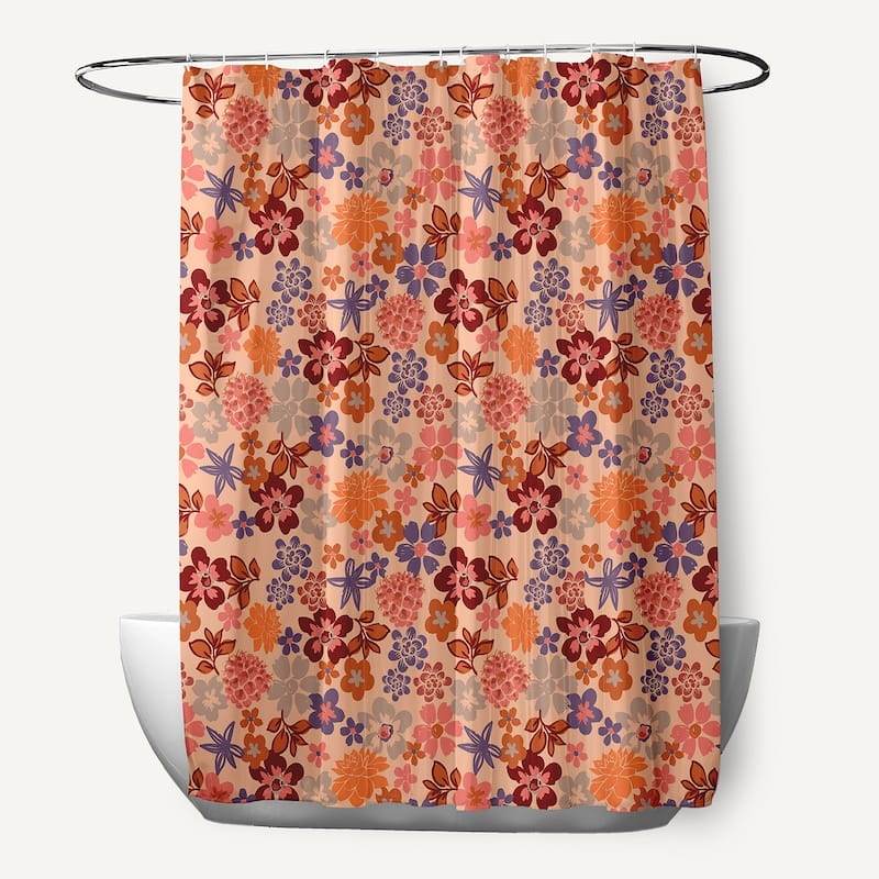 Succulent Garden Shower Curtain - Peach