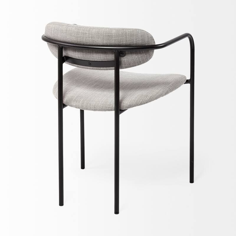 Parker Gray Fabric Seat Black Metal Dining Chair (Set of 2) - 21.6"W x 21.2"D x 28.7"H