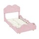 preview thumbnail 7 of 7, Twin Kids Upholstered Platform Bed Velvet Bed Frame w/Cloud Shaped Headboard & Footboard, Wooden Slats Support,Light Pink