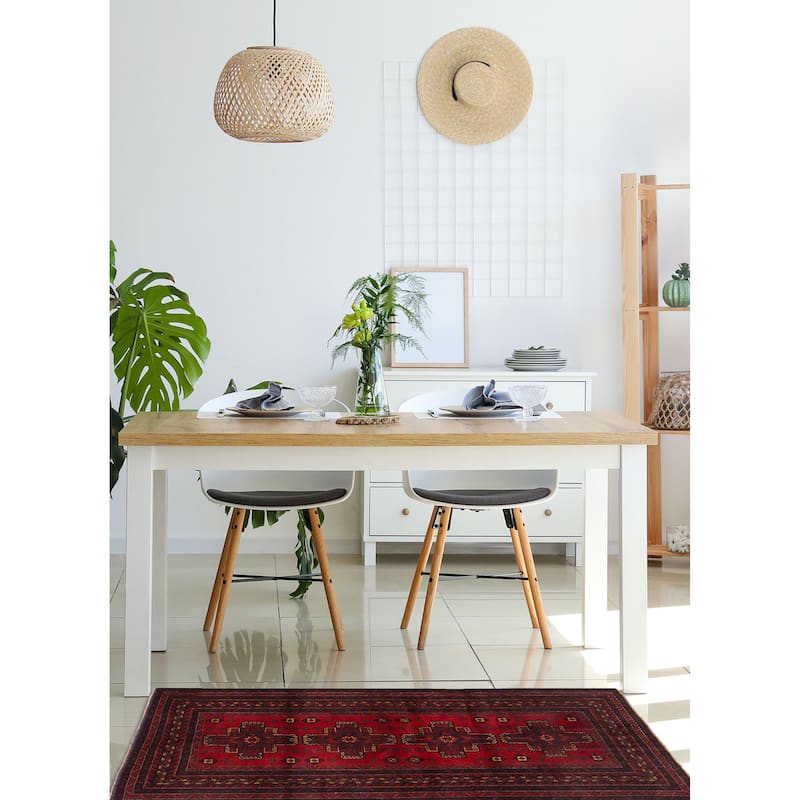 ECARPETGALLERY Hand-knotted Teimani Red Wool Rug - 3'10 x 6'6