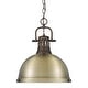 preview thumbnail 1 of 9, Golden Lighting 3602-L RBZ Duncan 14" Wide Pendant Rubbed Bronze / Aged Brass