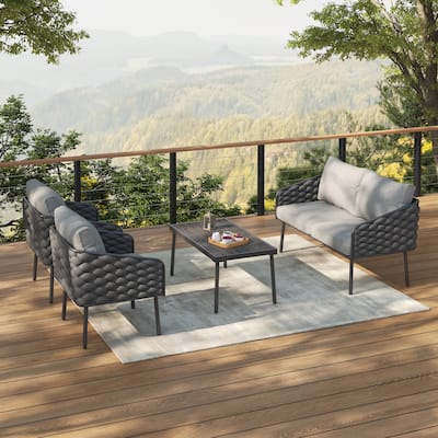 Christopher Knight Home - Thaddeus Metal 4-Pieces Patio Chat Set