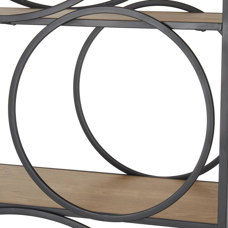 Black Metal Circle Shelving Unit with Black Metal Frame