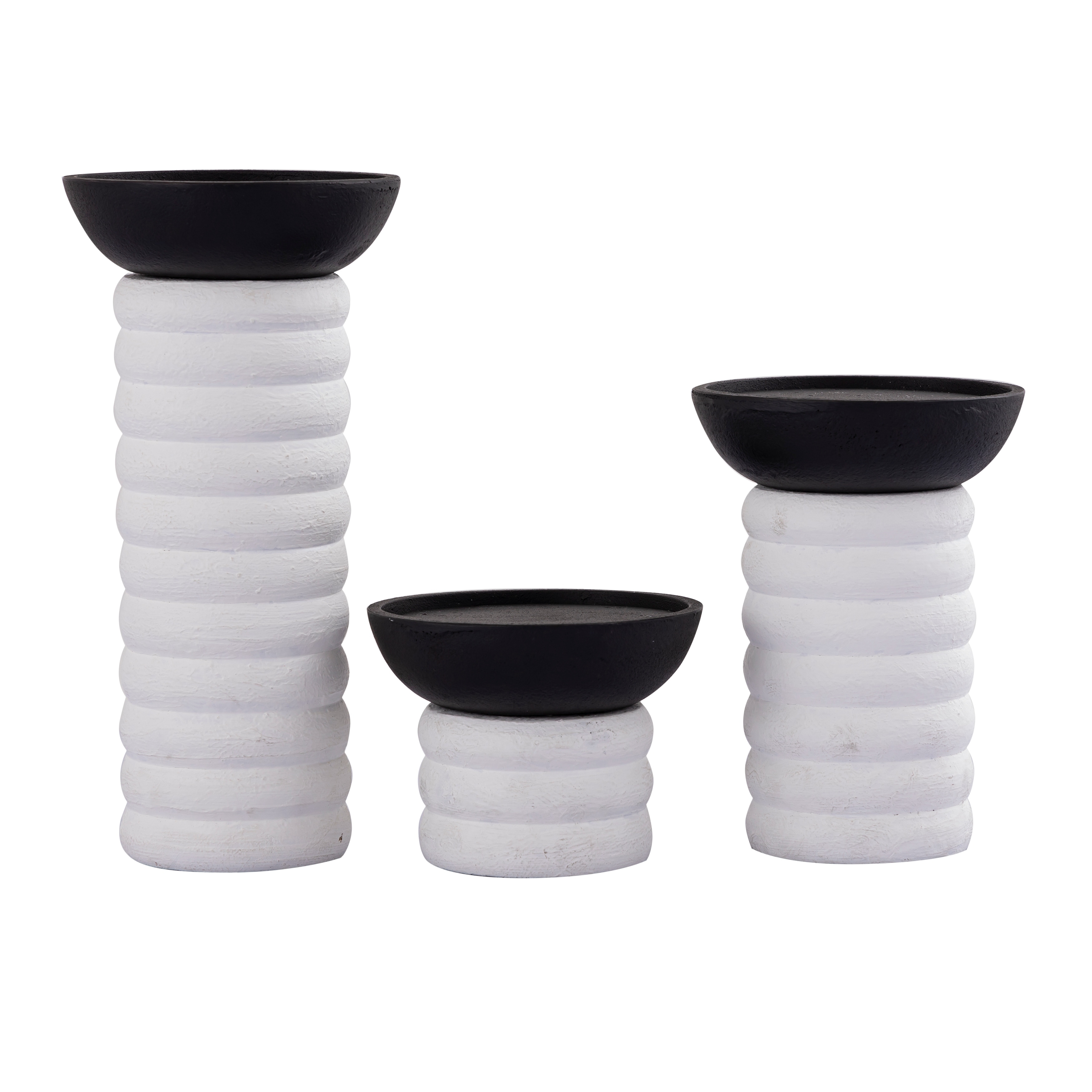 Atlas Stack Set of 3 Metal Pillar Candle Holder - 10 inch H