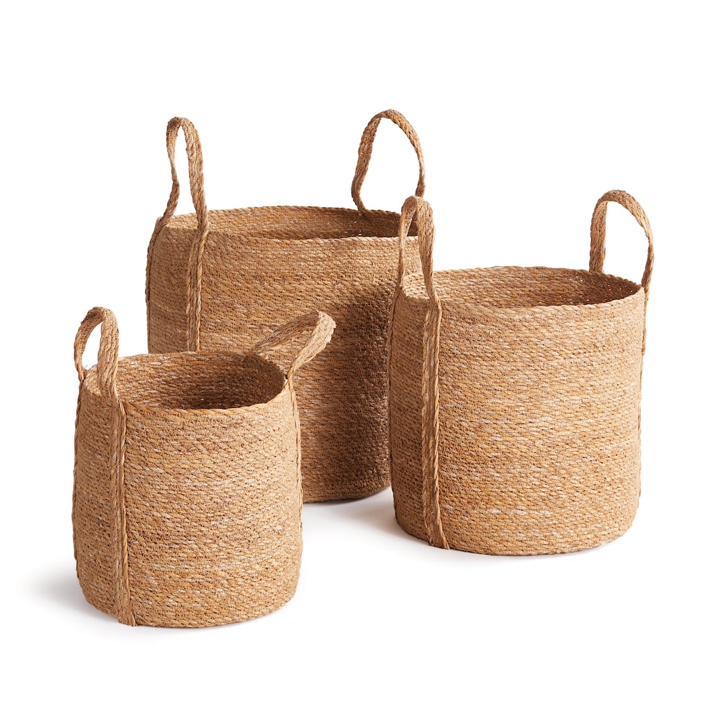 Sg Rnd Baskets W/ Long Handles St/3