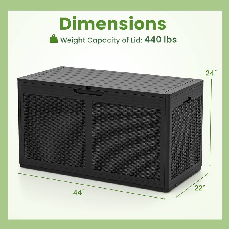 Gymax 100 Gallon Resin Deck Box w/ Lockable Lid Wheels for Pool