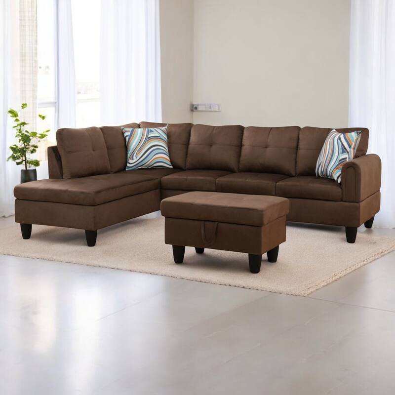 KISRAIS 97" Wide 3-Piece Upholstered Sectional Sofa Set for Small Spaces