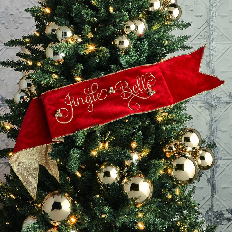 6"X44" "Jingle Bells" Velvet Banner