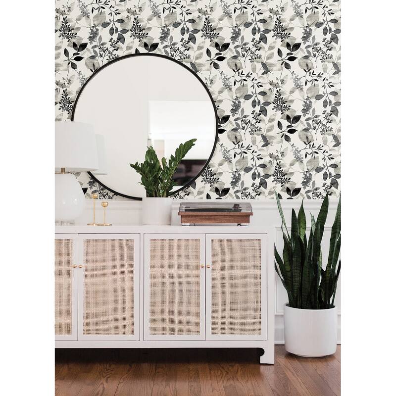 NuWallpaper Black Breezy Peel & Stick Wallpaper