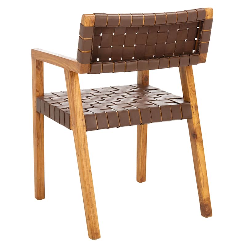 SAFAVIEH Gerda Woven Leather Dining Room Chair - 22.1" W x 20.9" L x 31.9" H - 22Wx21Dx32H