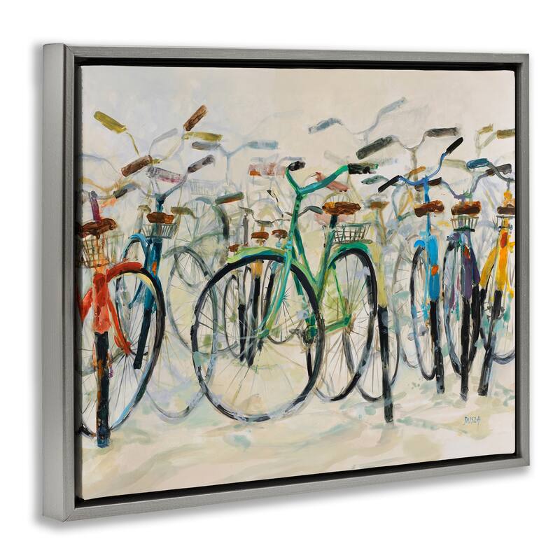 Stupell Group of Bicycles Framed Floater Canvas Wall Art Design By Dusza