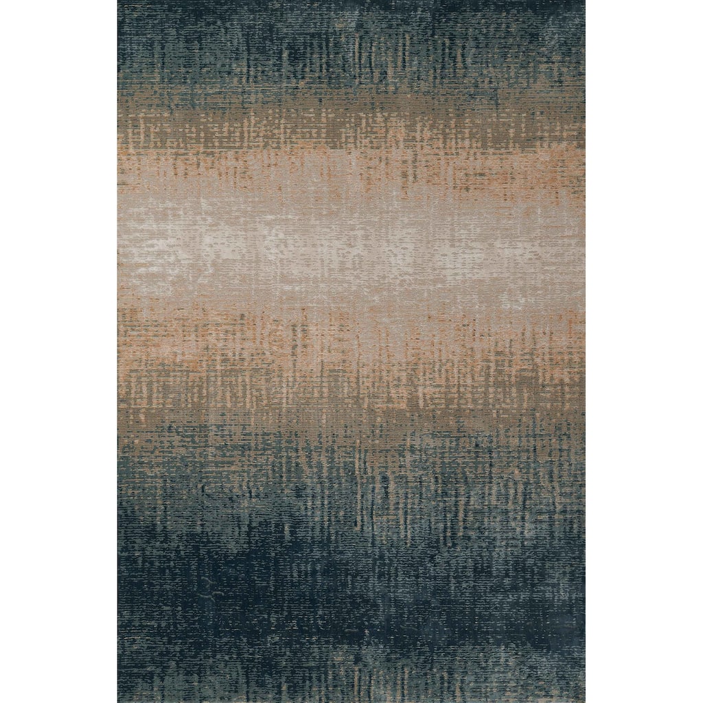 ECARPETGALLERY Machine Woven Sable Blue Area Rug