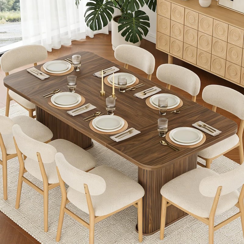 62 inch Kitchen Dining Table with Grille Design for Dining, Home, Office (Only Table) - Brown