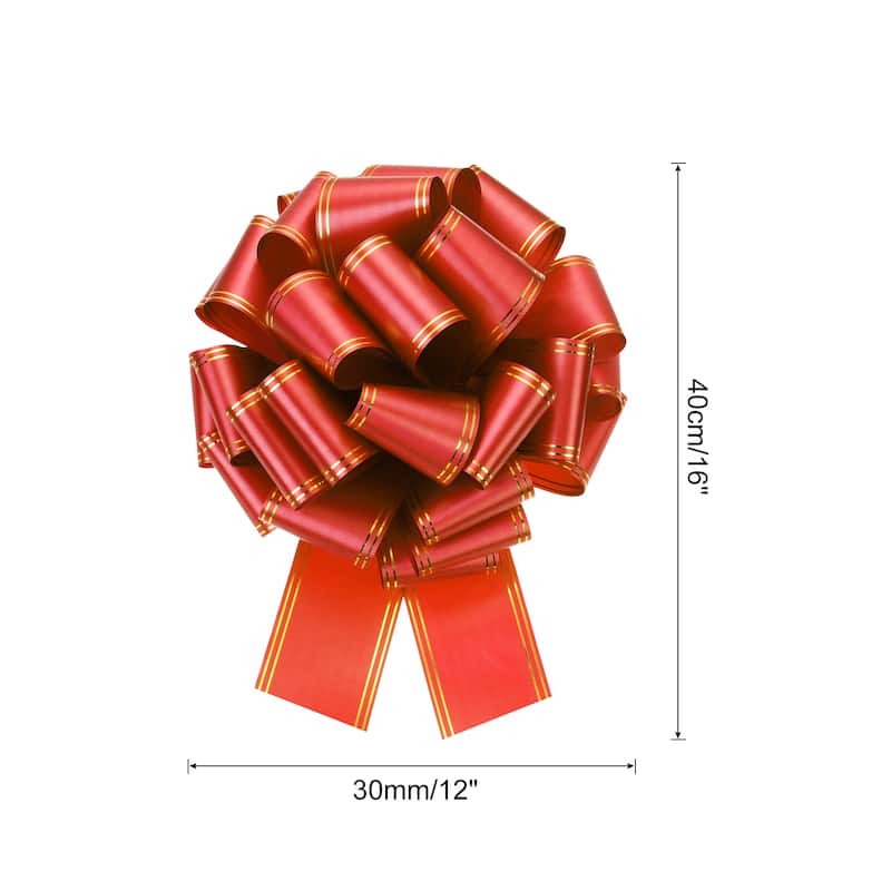 12 Inch Giant Large Pull Bow Big Metallic Car Bows Ribbon w Gold Edge - Red - 12 Inch