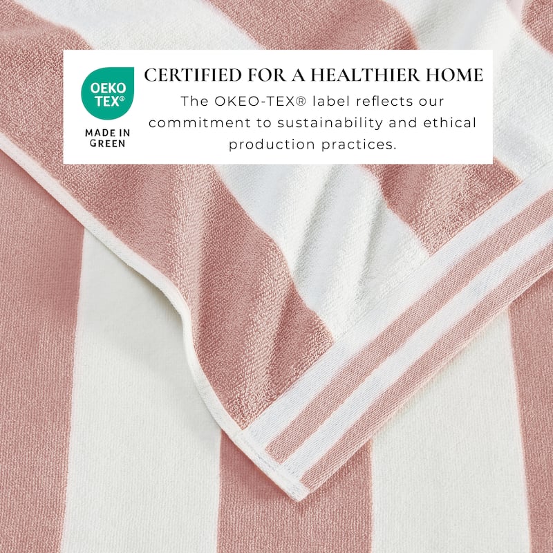 Linery & Co. 100% Cotton Velour Cabana Stripe Oversized Beach Towel.
