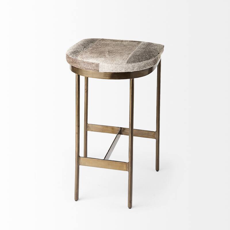 Millie Black Genuine Leather Seat with Nickel Metal Frame Counter Stool