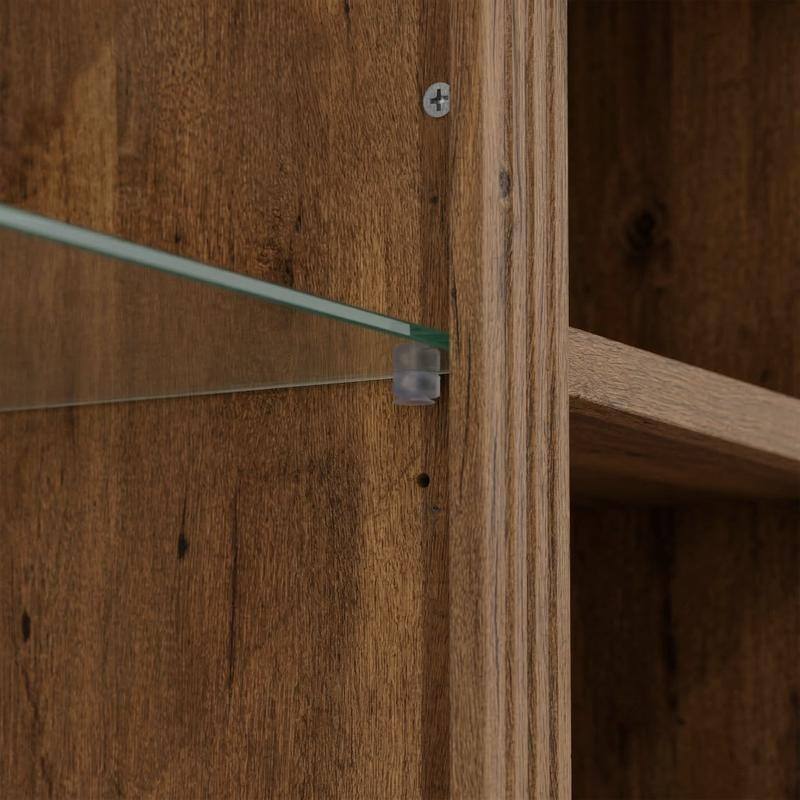 Farmhouse 3-Piece 78.75"Tall Bookcase Cabinet with and 4-Tier Display Shelf Adjustable LED Lighting