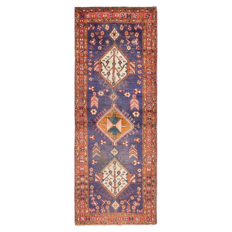 ECARPETGALLERY Hand-knotted Konya Anatolian Navy Wool Rug - 3'2 x 9'4