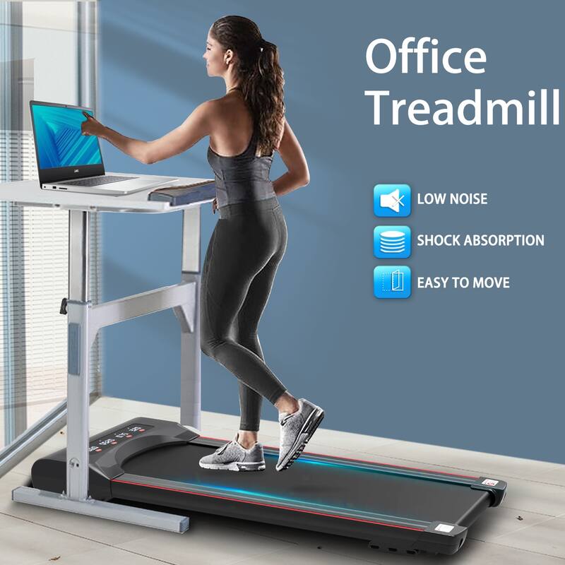 2.5HP Under Desk Walking Pad Treadmill Portable Walking Jogging Treadmill Compact Mini Treadmill with 5-Layer Cushioning