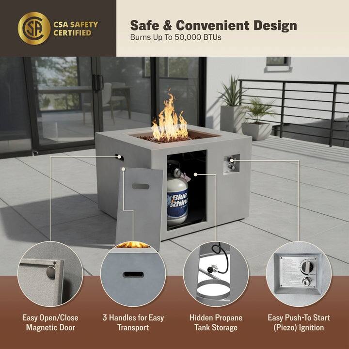 Kinger Home 32-Inch Outdoor Propane Alloy Steel Fire Pit for Patio