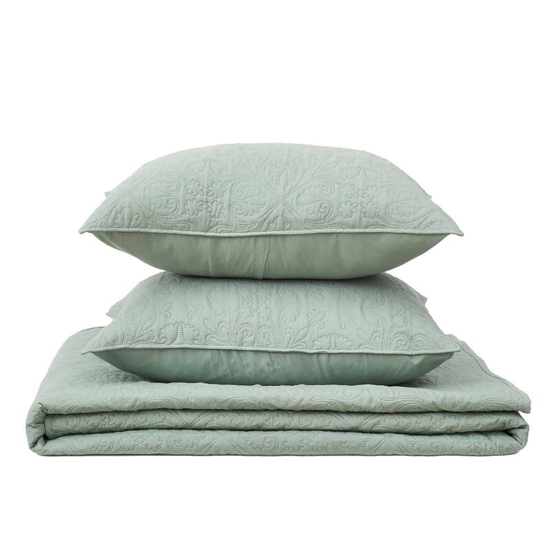 Premium Intricate Pinsonic Microfiber Quilt Set With Shams