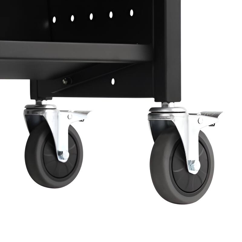 Rolling Book Cart with Lockable Wheels, Double Sided Shelves for Office & School - 39.4 x 20.1 x 49.2 in