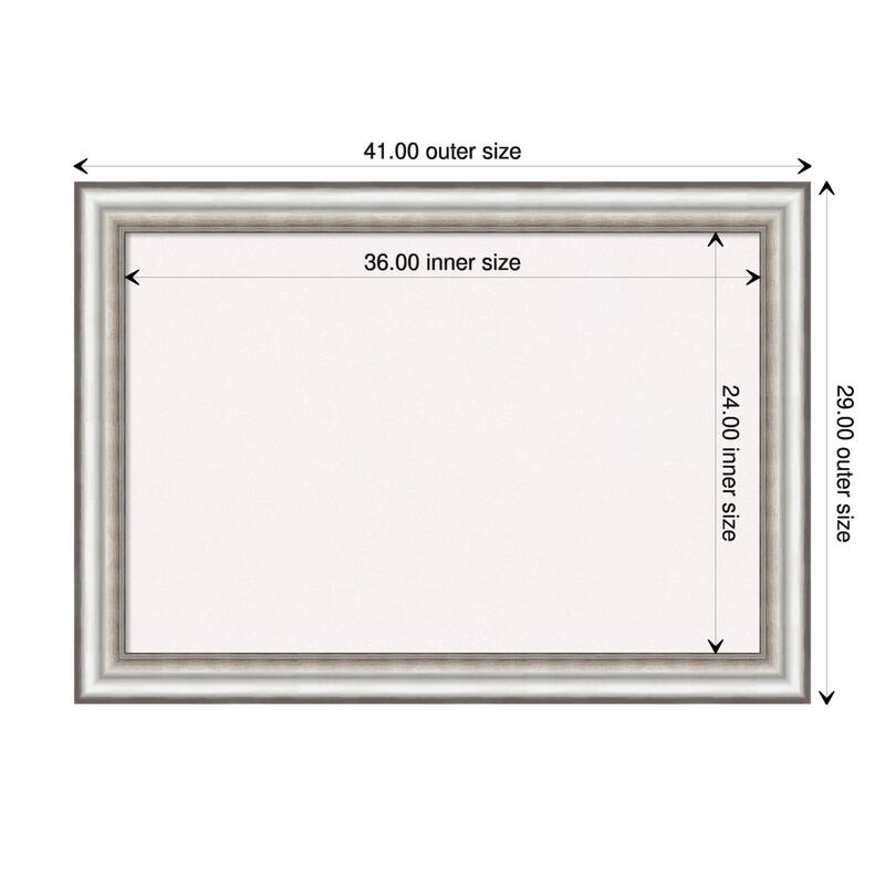 Salon Silver Framed White Corkboard Bulletin Board - Board Size 36x24