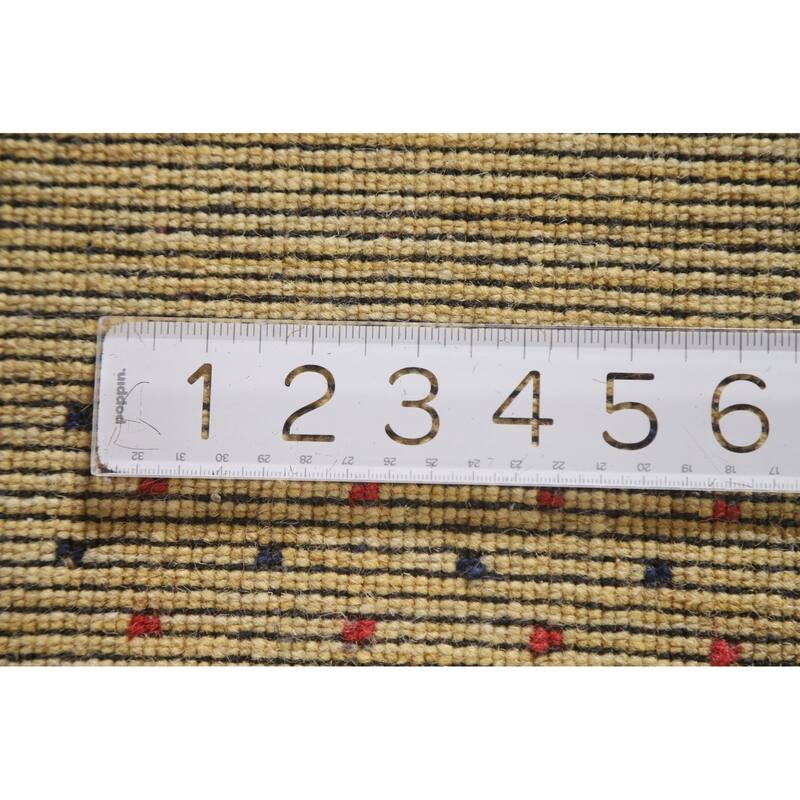 Tribal Gabbeh Oriental Runner Rug Handmade Green / Yellow Wool Carpet - 2'9"x 7'11"