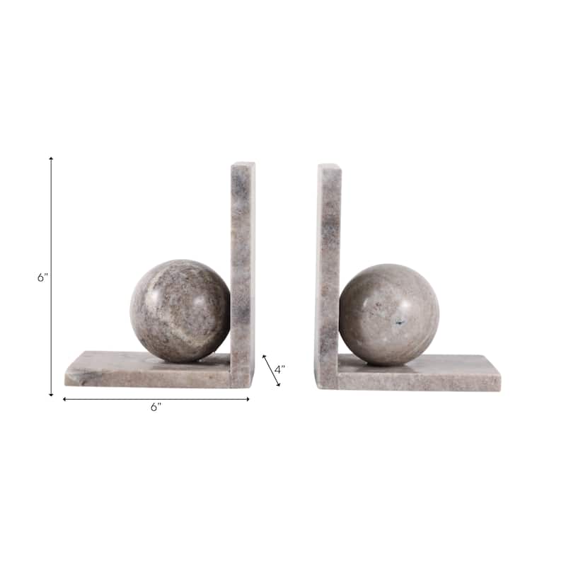 Decorative Bookends with Ball Orbs Accent - Set of 2, 6", Tan - 6.25"