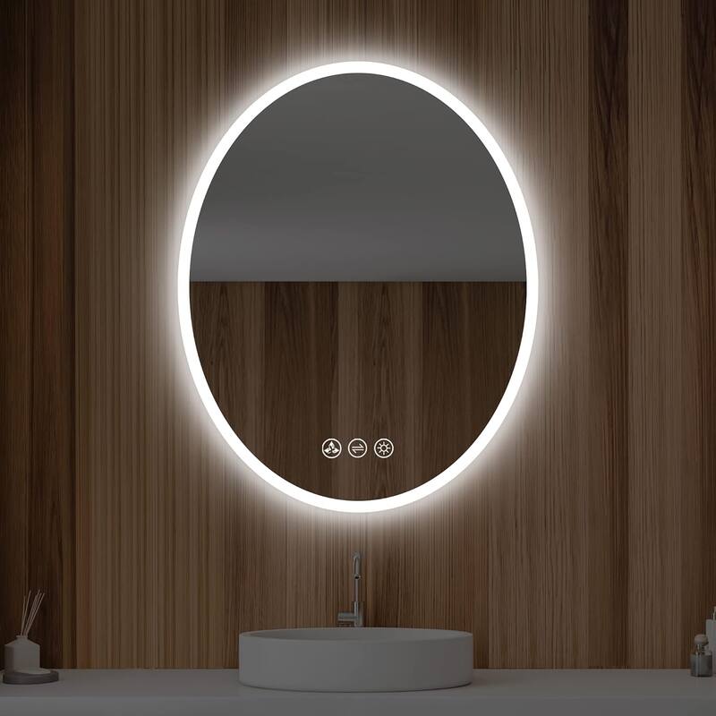 Oval LED Lighted Makeup Mirror for Bathroom Vanity - M06 20x30