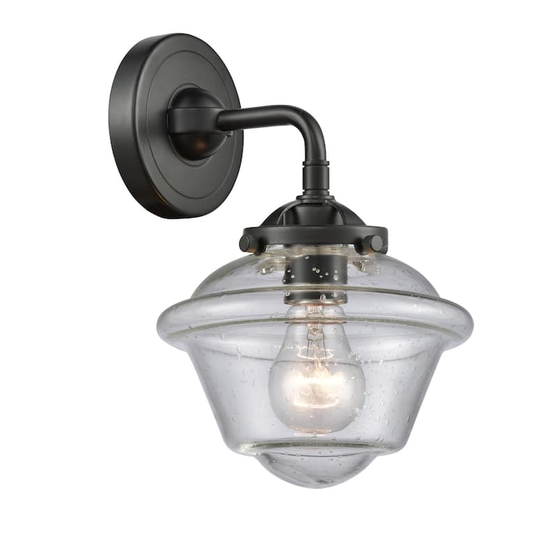Innovations Lighting Small Oxford Single Light 9" Tall Bathroom Sconce - Oil Rubbed Bronze / Seedy