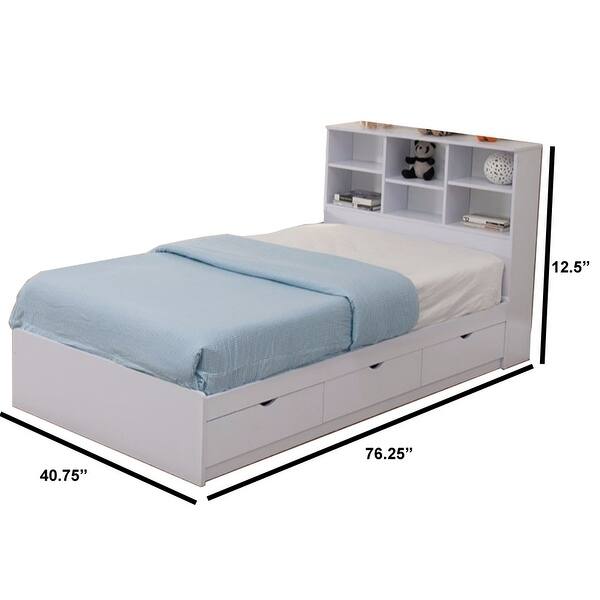 Wooden Twin Size Chest Bed with Three Drawers, White