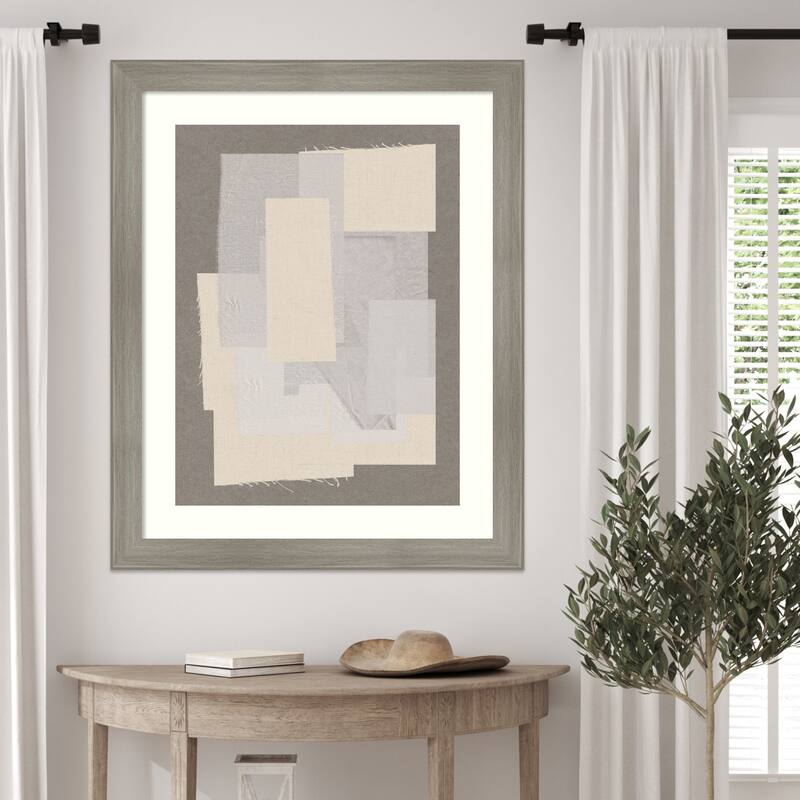 Textured Layers by THE MIUUS STUDIO Wood Framed Wall Art Print - Grand Greywash Narrow