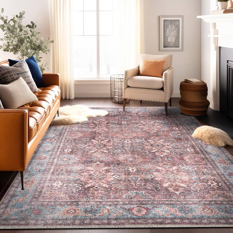 World Rug Gallery Transitional Distressed Vintage Machine Washable Area Rug