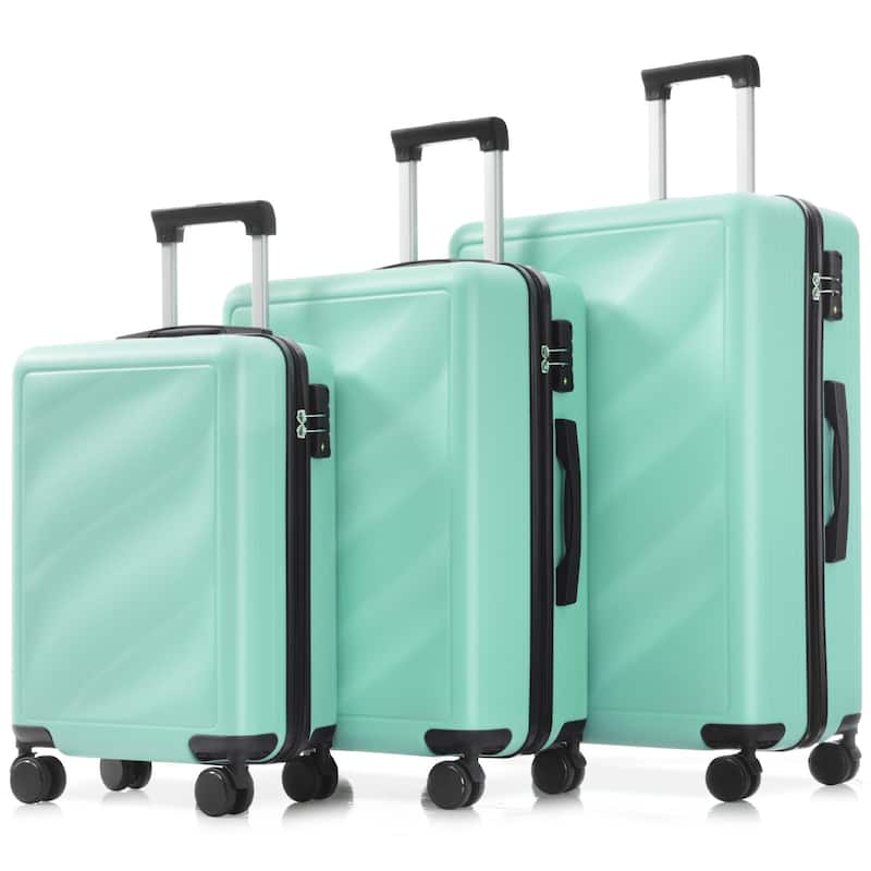 3-Piece, 20, 24, 28-Inch Modern Luggage Sets with Side Hooks and TSA Lock, for Boarding Travel, Green - Green
