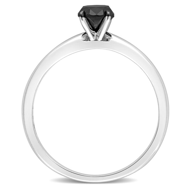 Miadora 3/4ct TDW Black Diamond Solitaire Engagement Ring in 14k White Gold