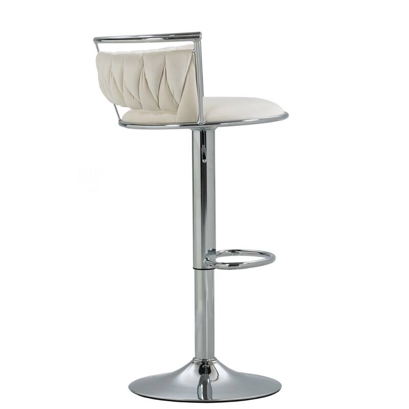 Modern Velvet Adjustable Swivel Bar Stools Set of 2