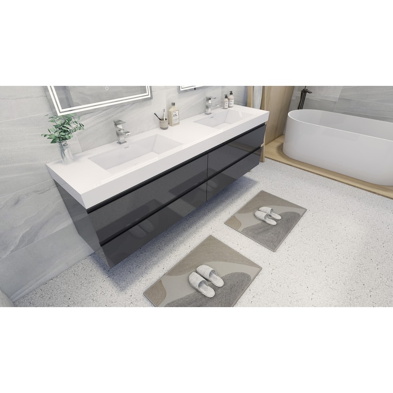 Baillie 84'' Wall-Mounted Vanity with Double Reinforced Acrylic Sink