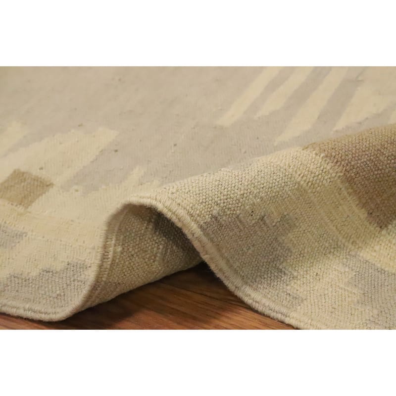 Hand Woven Oriental 100% Wool Carpet Southwestern Tribal Greys & Charcoal Kilim Area Rug - 4' 9'' X 3' 2''