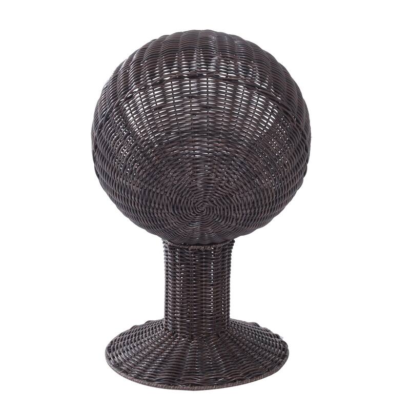 Pawhut Hooded Rattan Wicker Elevated Cat Bed