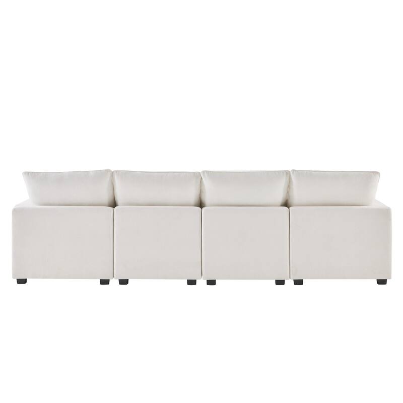 84" Modular Chenille 4-Seat Sectional Sofa Set with 2 Pillows and Removable Cushions, Perfect for Living Space