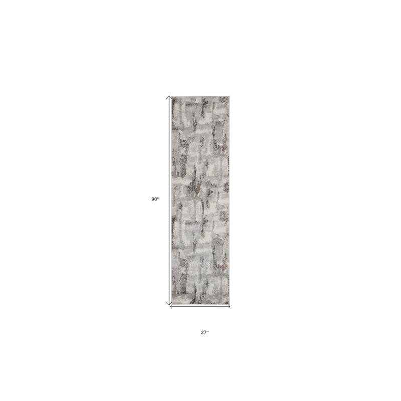Fapu Power Loomed Abstract Modern Non Skid Stain Resistant Area Rug By HomeRoots - 90' X '27' X '0.25