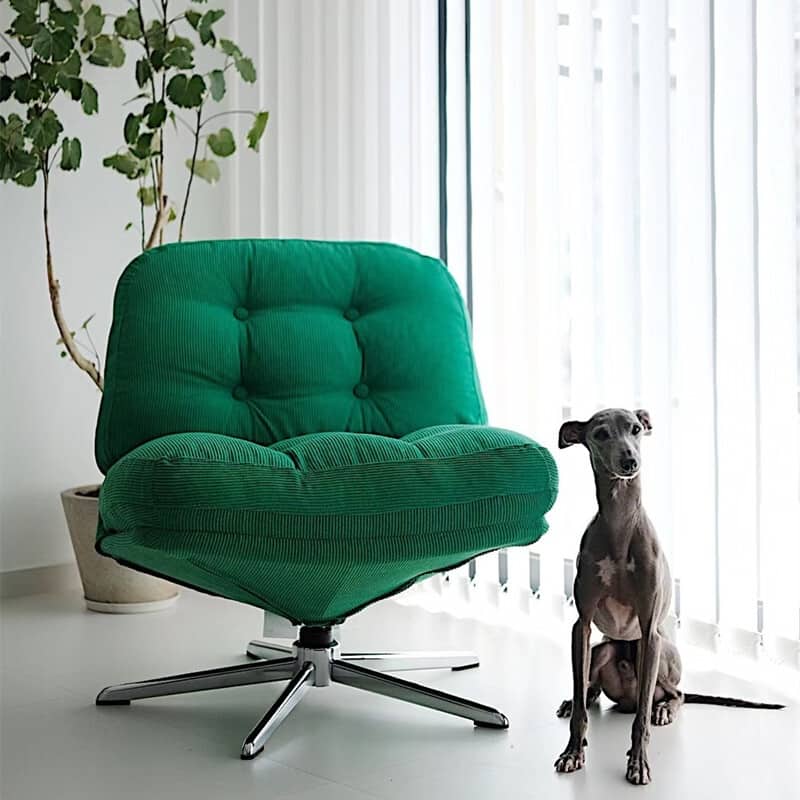 Retro Corduroy Swivel Lounge Chair