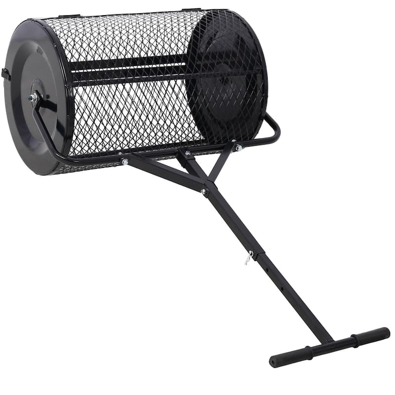 55 lbs. 24 in. Heavy Duty Metal Peat Moss Spreader with T Shaped Handle for Planting Seeding, Lawn and Garden Care