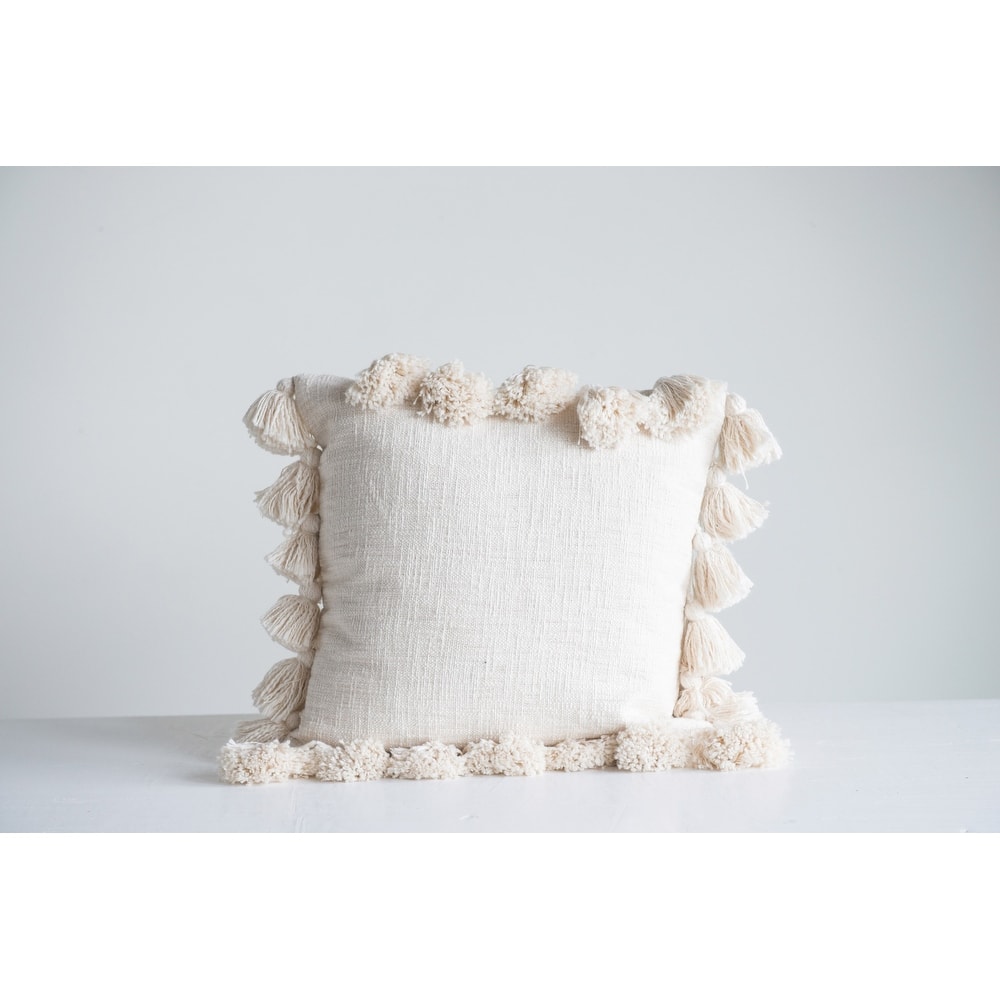 Cotton Pillow with Tassels