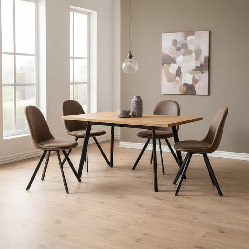 Swivel Upholstered Dining Chairs with Metal Legs, Mid-Back Side Chairs, Brown - Brown