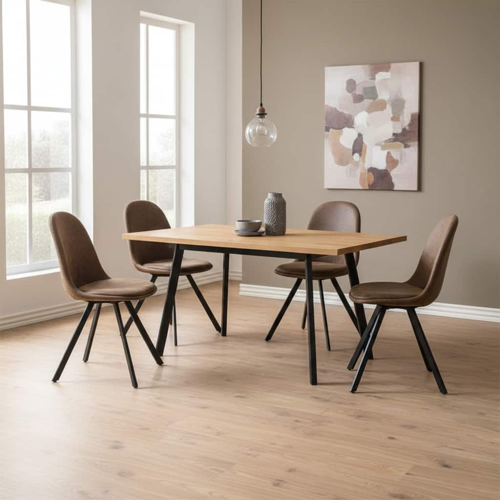 Swivel Upholstered Dining Chairs with Metal Legs, Mid-Back Side Chairs, Brown