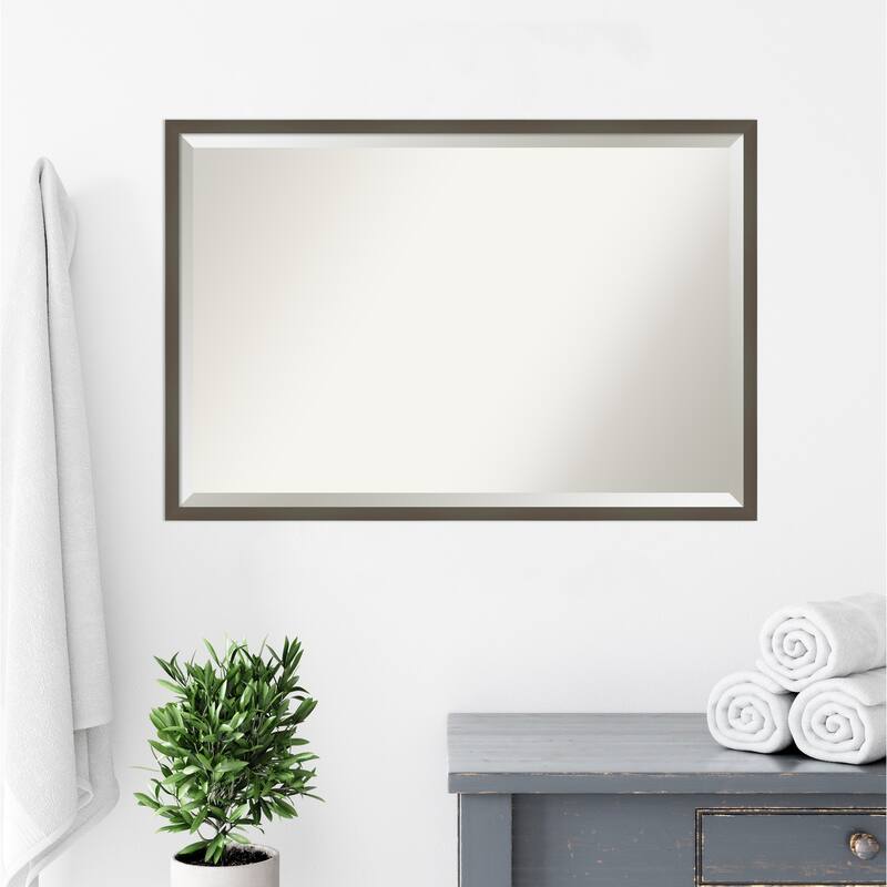 Beveled Wood Bathroom Wall Mirror - Svelte Frame