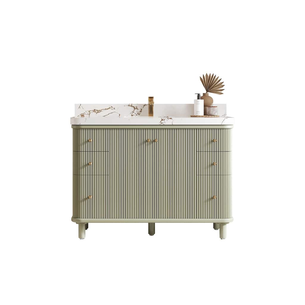 Willow Collections 48 in. W x 22 in. D Reeded Miami Single Bowl Sink Bathroom Vanity with Countertop