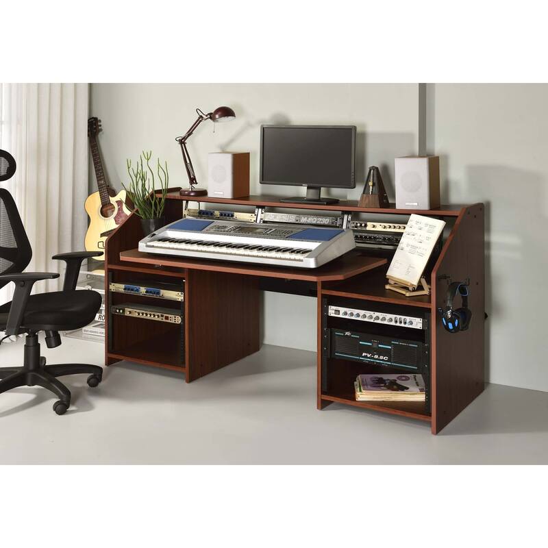 Rectangular Music Desk with 2 Open Compartment, Cherry
